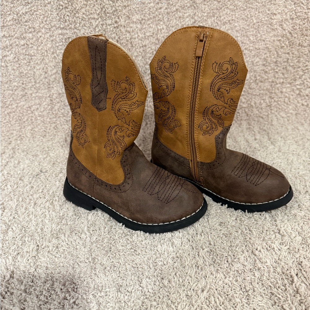 Brown and Tan Cowboy Boots for Kids